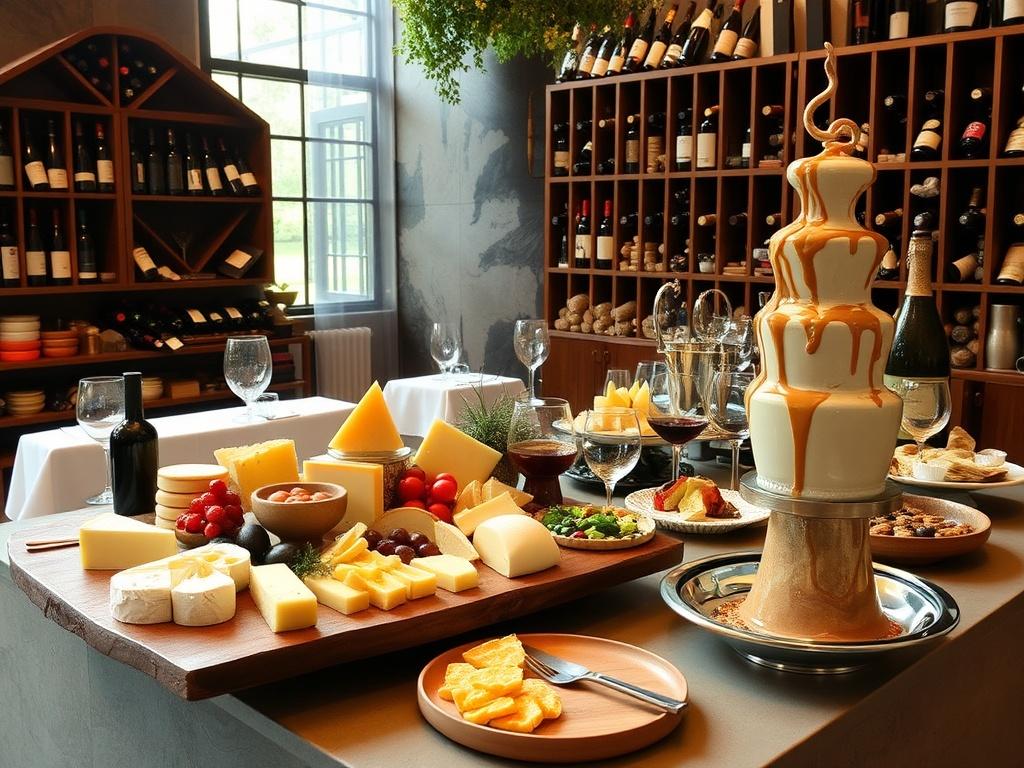 Гастрономия как искусство: сырные тарелки, винные стойки, шоколадные фонтаны