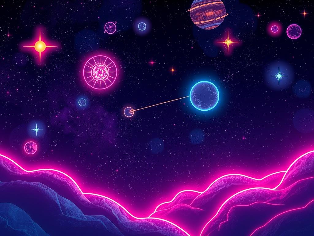 Галактики, звёзды и неоновые линии: космическая симфония света